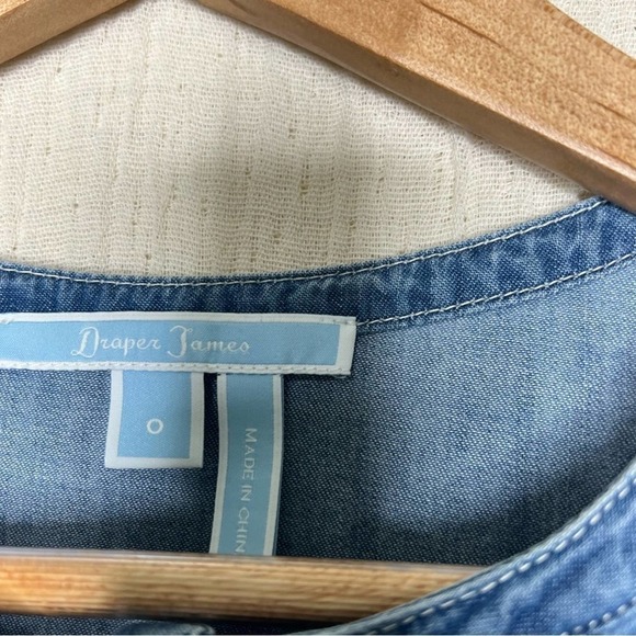 Draper James cotton chambray ruffle shift dress with bell sleeves size 0 - Picture 5 of 7